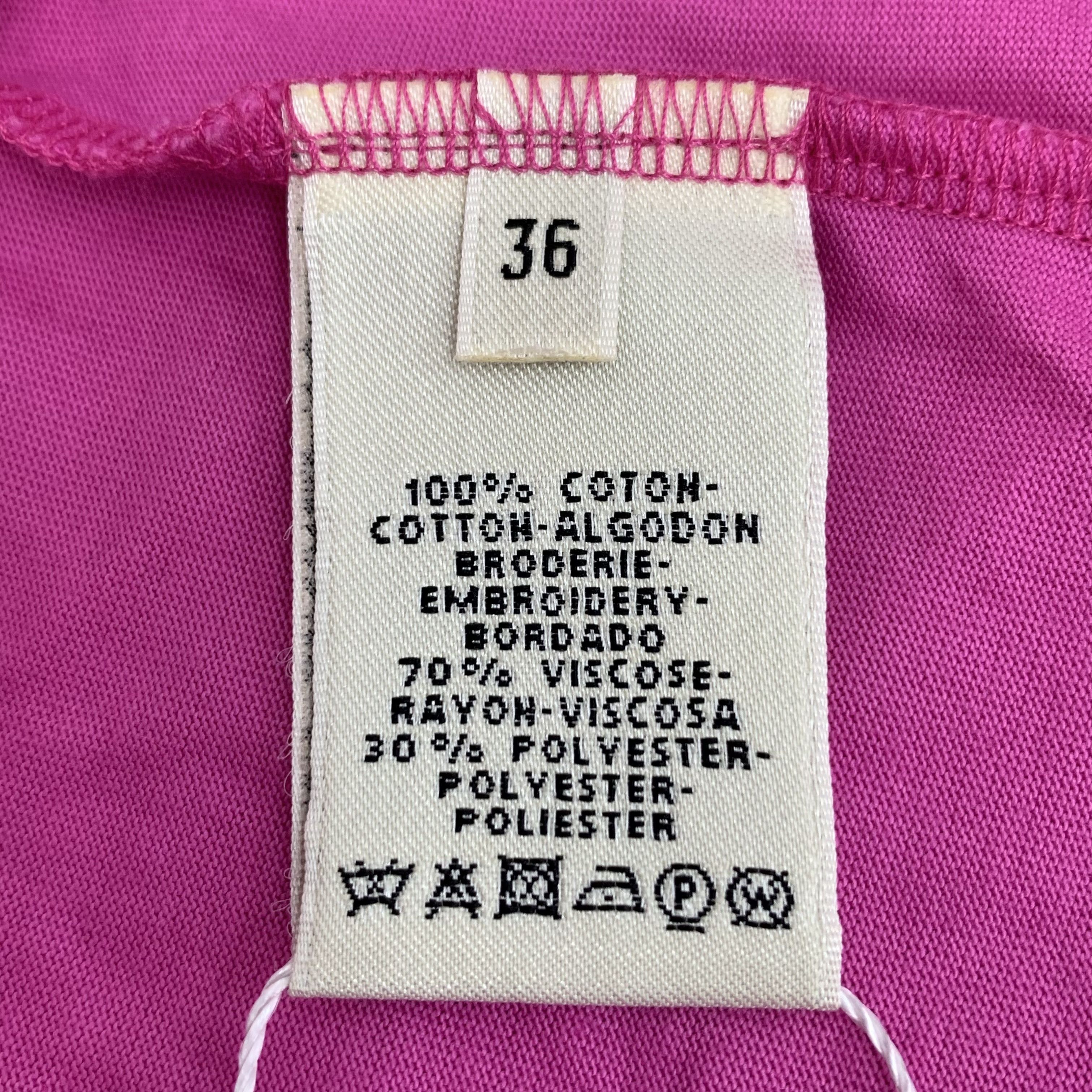 Hermes CW0455 Hermès Womens Fuchsia T-Shirt With Embroidered Pocket Size XS / US 0-2 / IT 36-38 - 6 Thumbnail