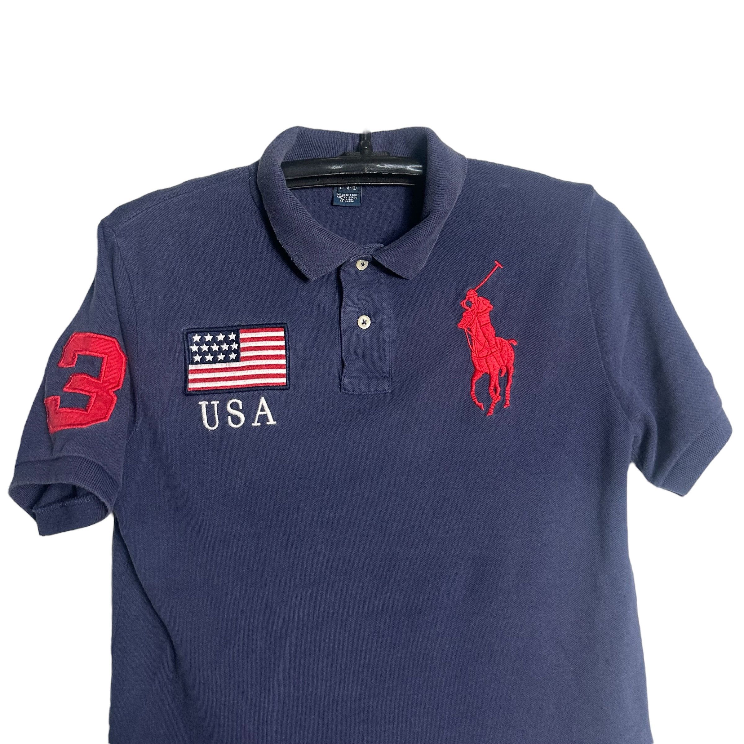 Polo Ralph Lauren 🔥RARE🔥Vintage Polo Ralph Lauren USA #3 Chief Keef Boy Polo Size US L / EU 52-54 / 3 - 2 Thumbnail