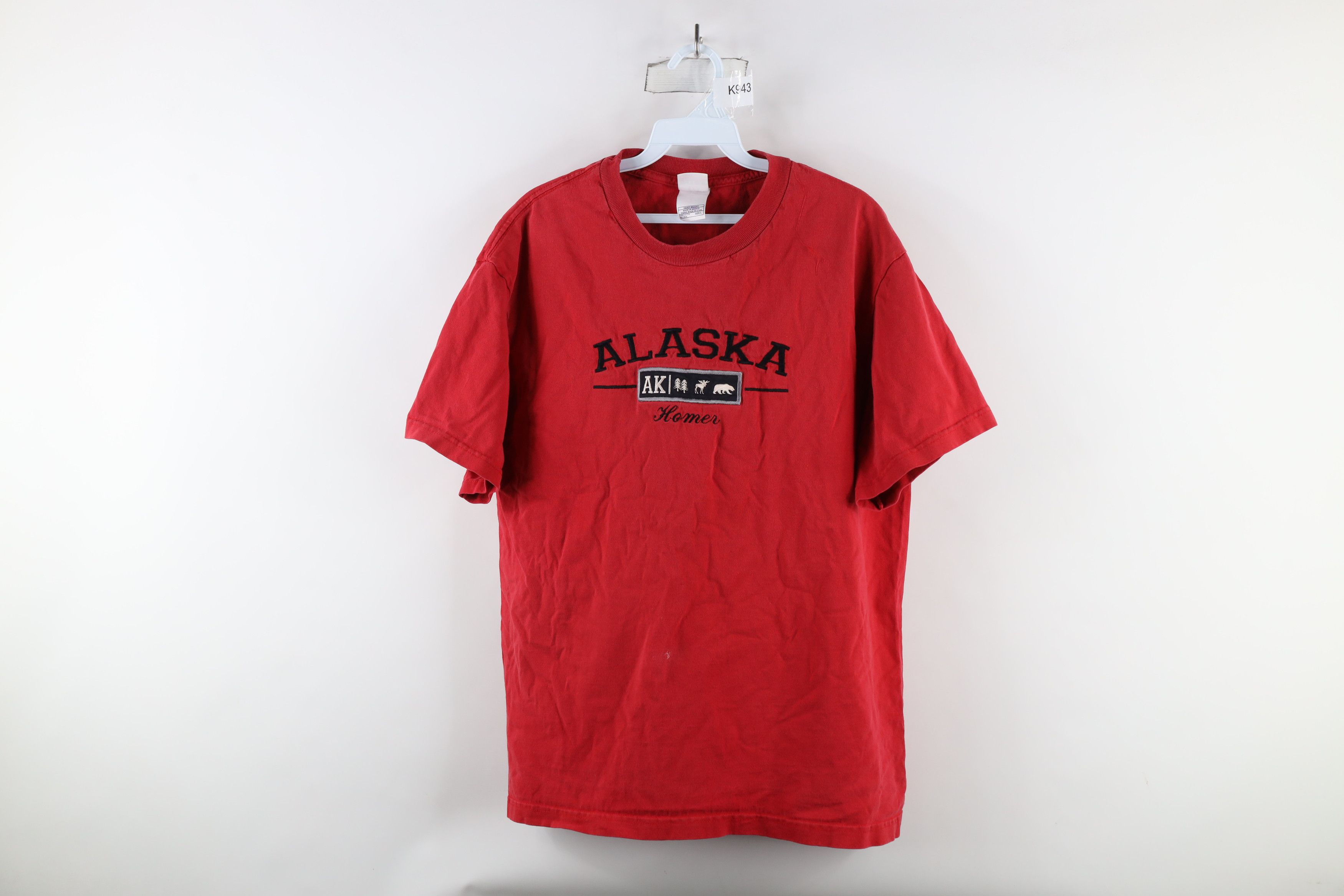 Vintage Vintage 90s Streetwear Spell Out Homer Alaska T-Shirt Red Size US L / EU 52-54 / 3 - 1 Thumbnail