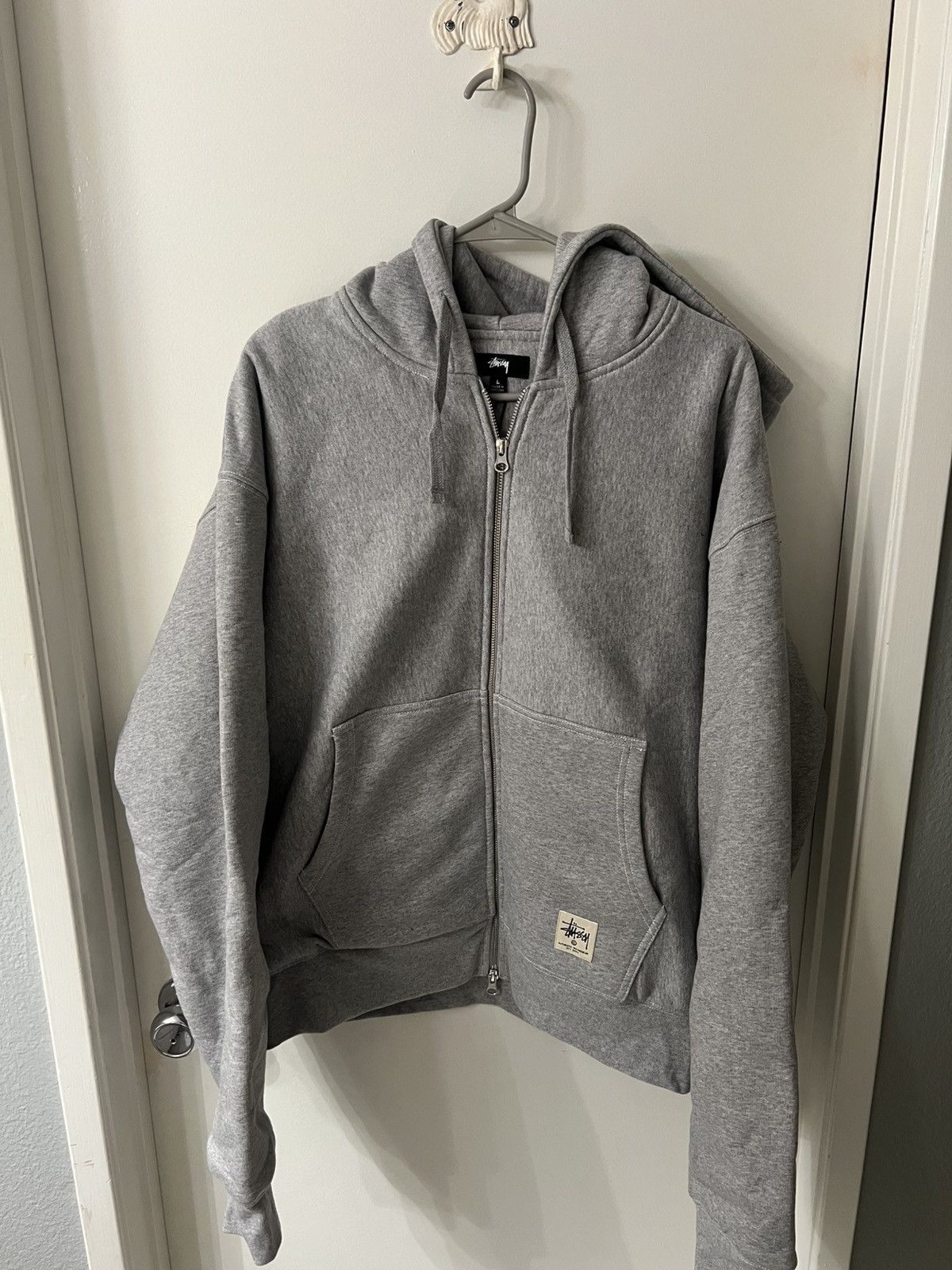 Stussy stussy double face label zip hoodie, contrast stitch | Grailed