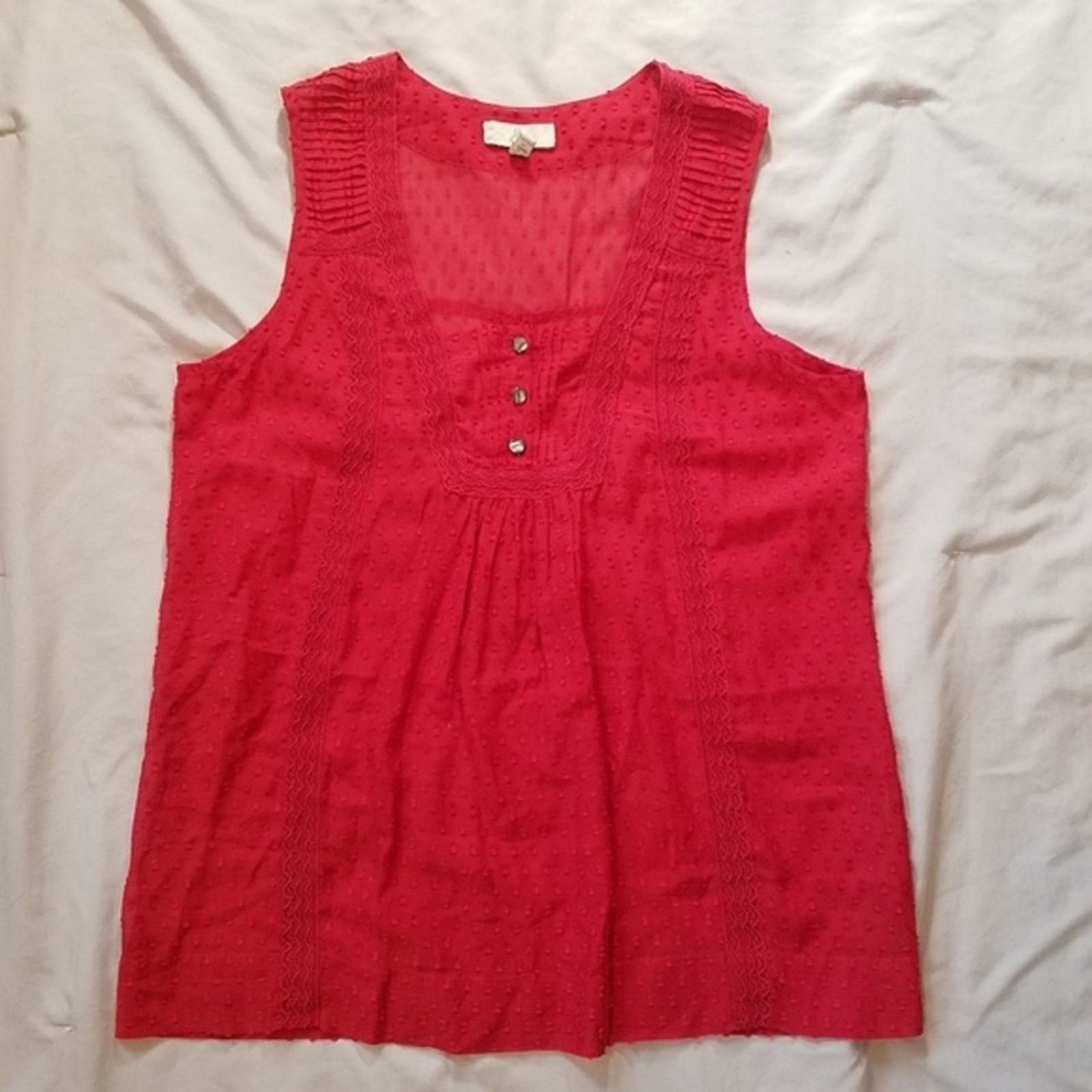 Joie Joie embroidered pintuck sleeveless blouse (size S) | red Size S / US 4 / IT 40 - 3 Thumbnail