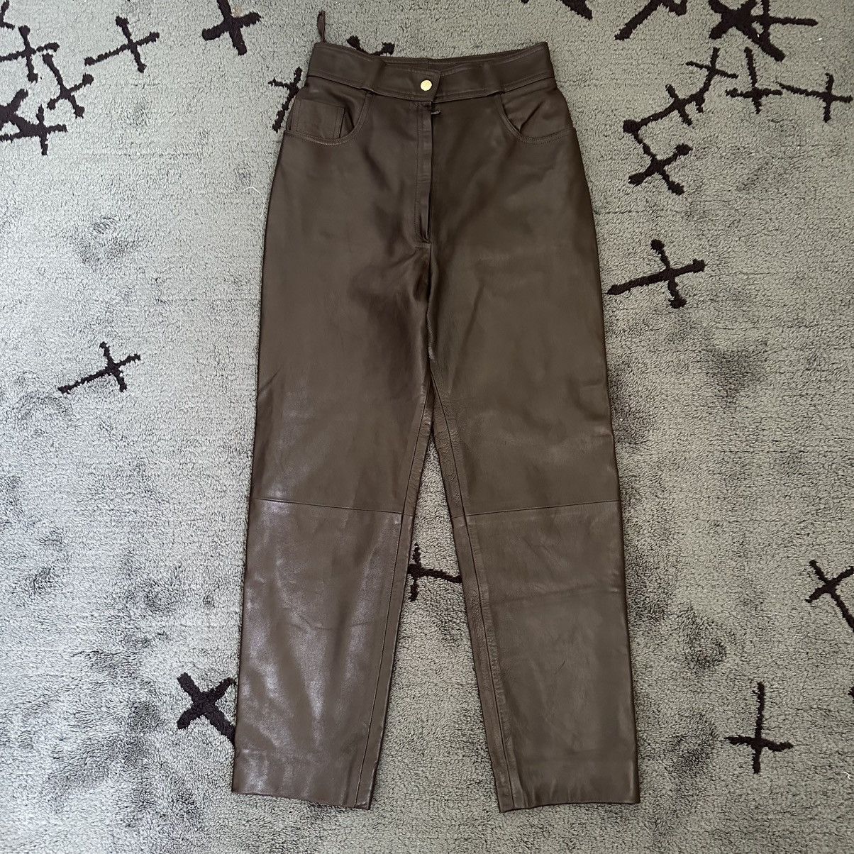 Dior × Ferre Archive Christian Dior Fall 1993 Ferre Era Leather Pants Size 27" / US 4 / IT 40 - 1 Thumbnail