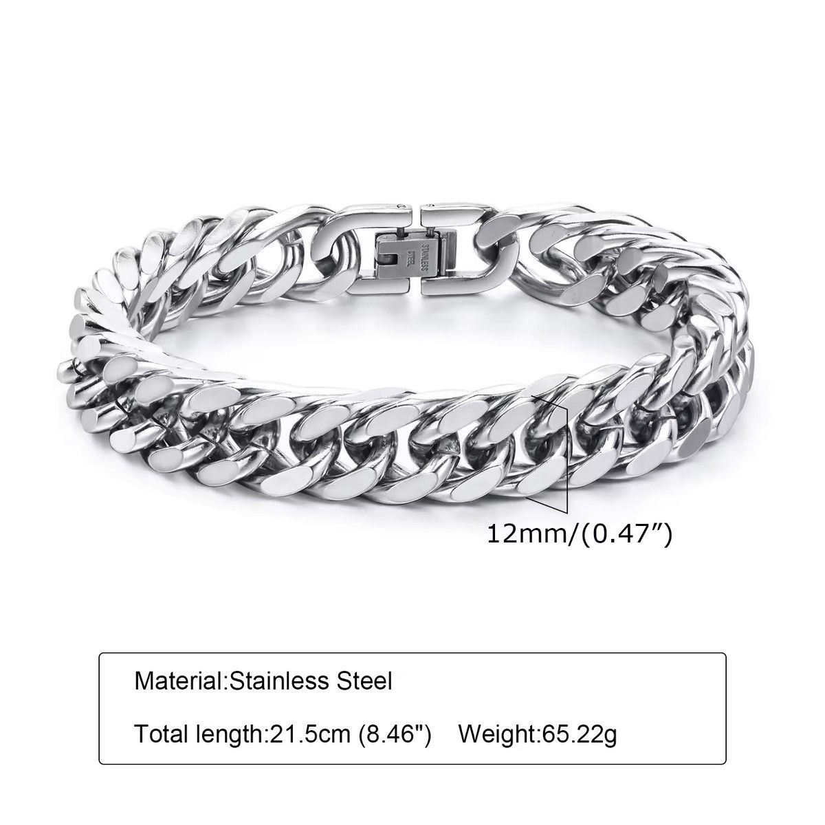Other 15mm Stainless Steel Cuban Chain Bracelet Size ONE SIZE - 4 Thumbnail