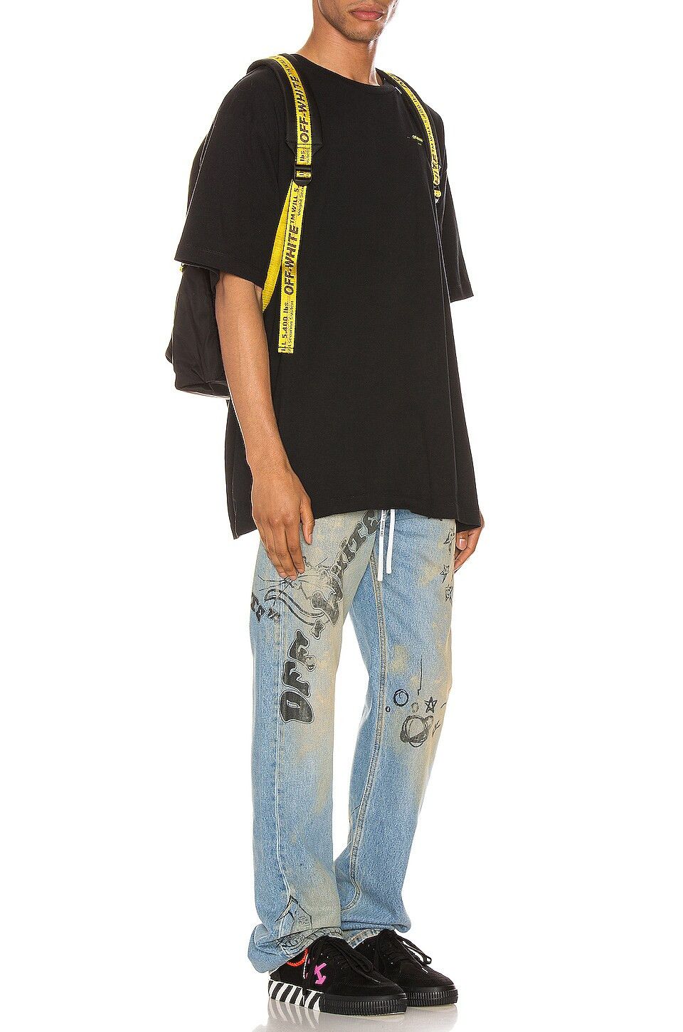 Black and Yellow Acrylic Arrows Logo Oversized T-Shirt