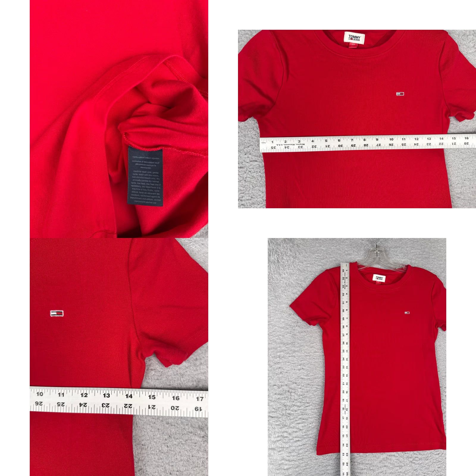 Tommy Hilfiger Tommy Hilfiger Shirt Women Red Short Sleeve Crew Neck 100% Cotton Smal Jeans Size S / US 4 / IT 40 - 8 Thumbnail