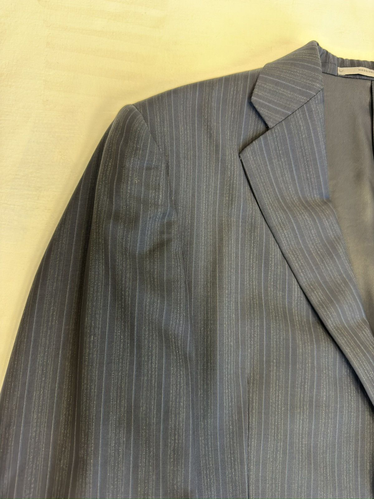 Burberry Burberry London Wool Shadow Stripe Jacket in Navy 40R Size 40R - 3 Thumbnail