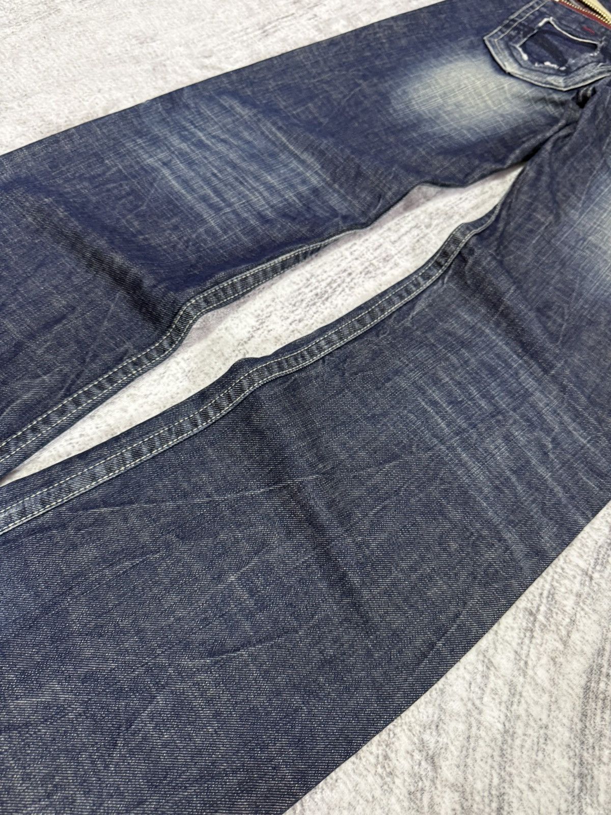 Japanese Brand × Tete Homme × semanticdesign Red Pepper Japan Heavy Wash Low Rise Flared Jeans Size US 29 - 18 Thumbnail