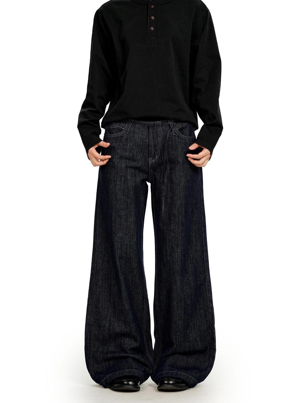 Jean Denim Blue Relaxed Wide-Leg Floor-Length Jeans Size US 32 / EU 48 - 3 Thumbnail