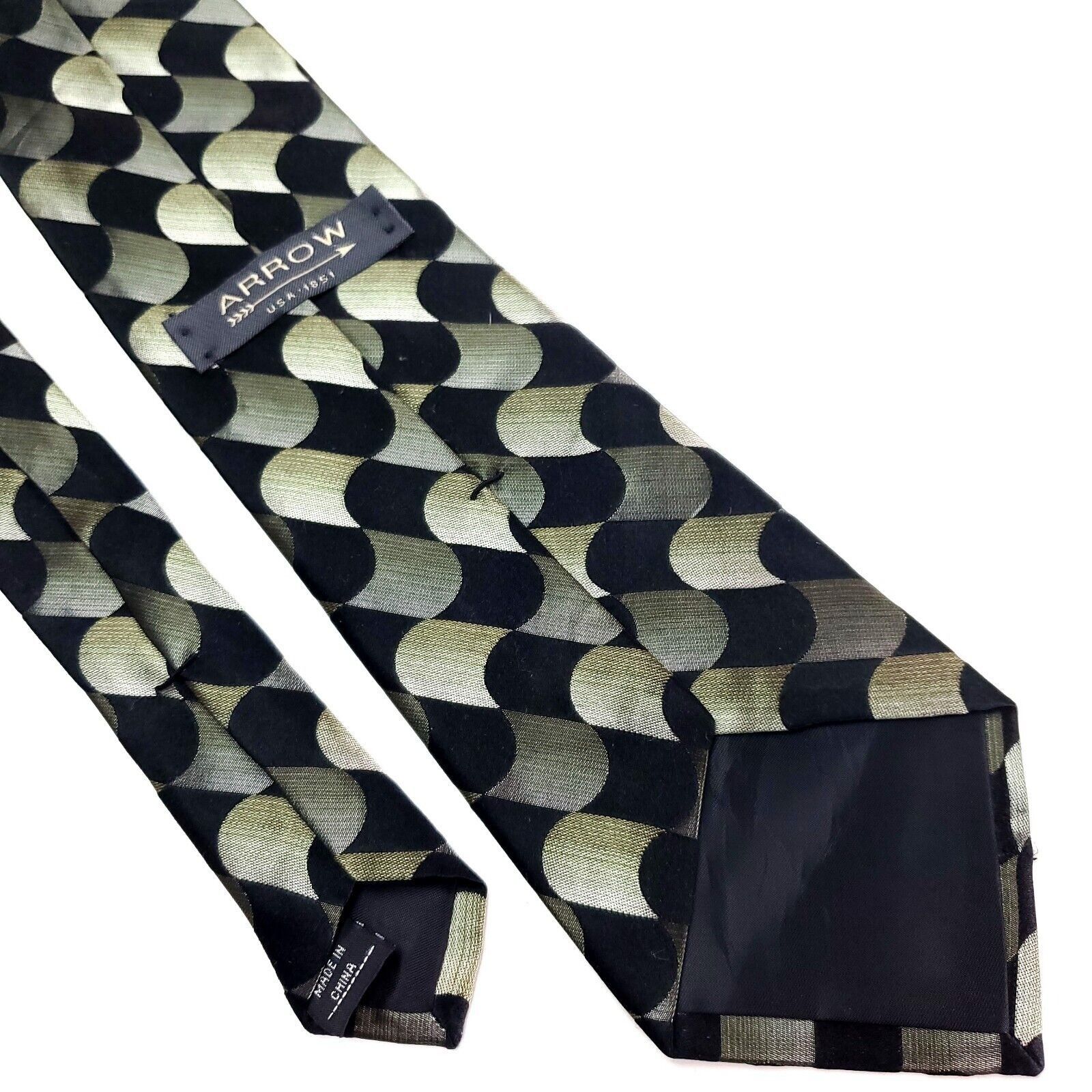 Arrow Arrow Silk Tie Black Green Woven Geometric Abstract Size ONE SIZE - 5 Thumbnail