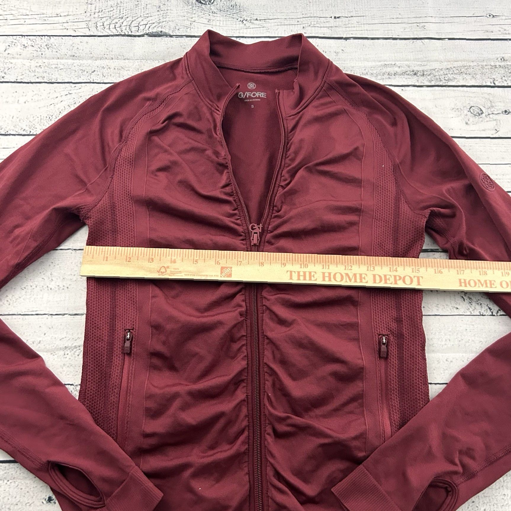Vintage G FORE Women's Jacket Maroon Full Zip Thumbholes Athletic Slim Small S Sleeves Long Sleeve Regular Size Activewear Golf Size S / US 4 / IT 40 - 4 Thumbnail