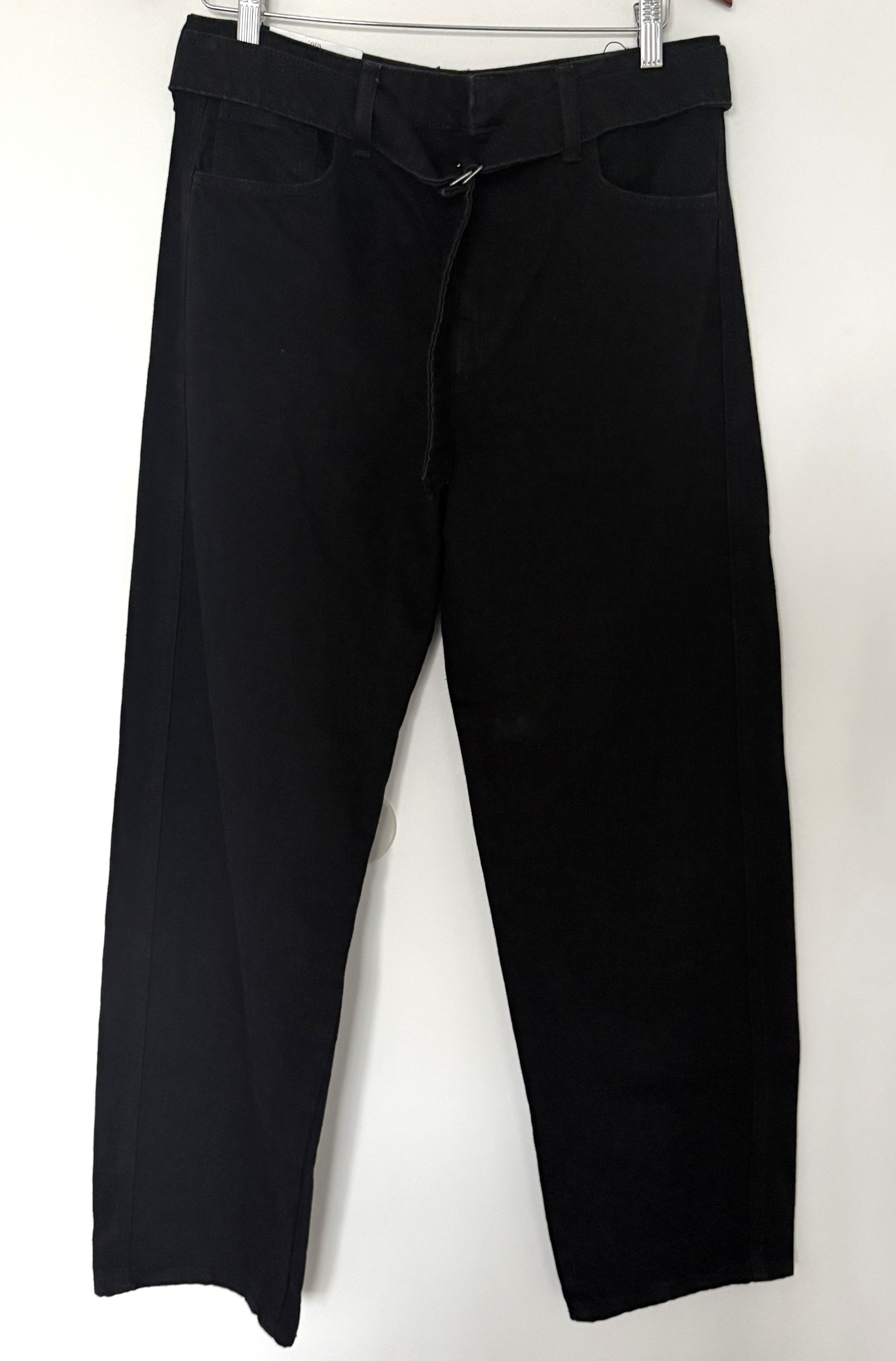 Zara Zara Black High-Waist Belted Denim Pants Cotton Classic Fit Size 28" / US 6 / IT 42 - 1 Thumbnail