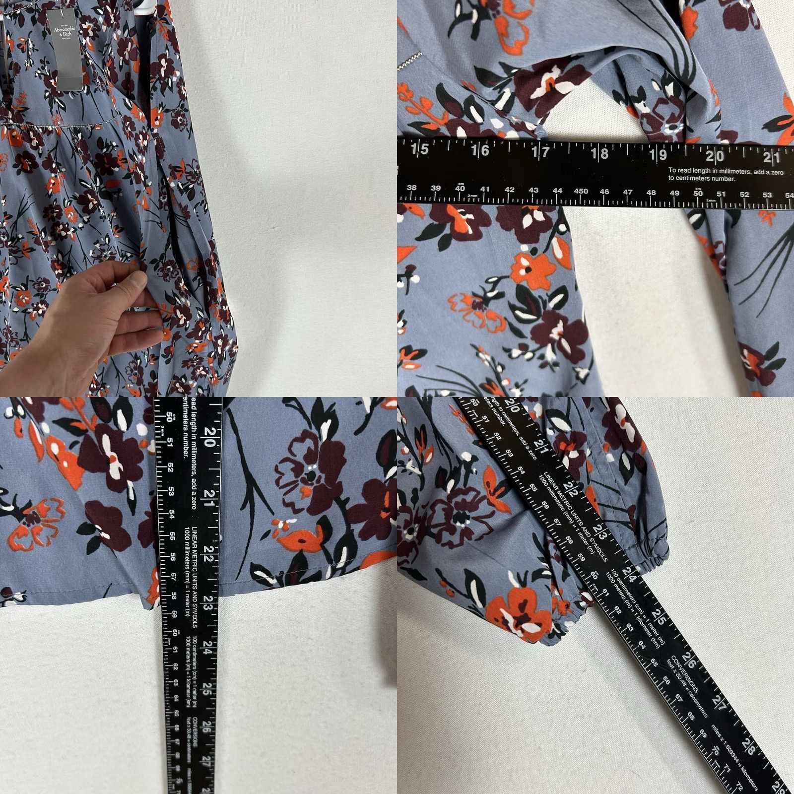 Abercrombie & Fitch Abercrombie & Fitch Blouse Women Small Floral Long Sleeve Open Studded Tunic Lightweight Round Neck Shirt Size S / US 4 / IT 40 - 8 Thumbnail