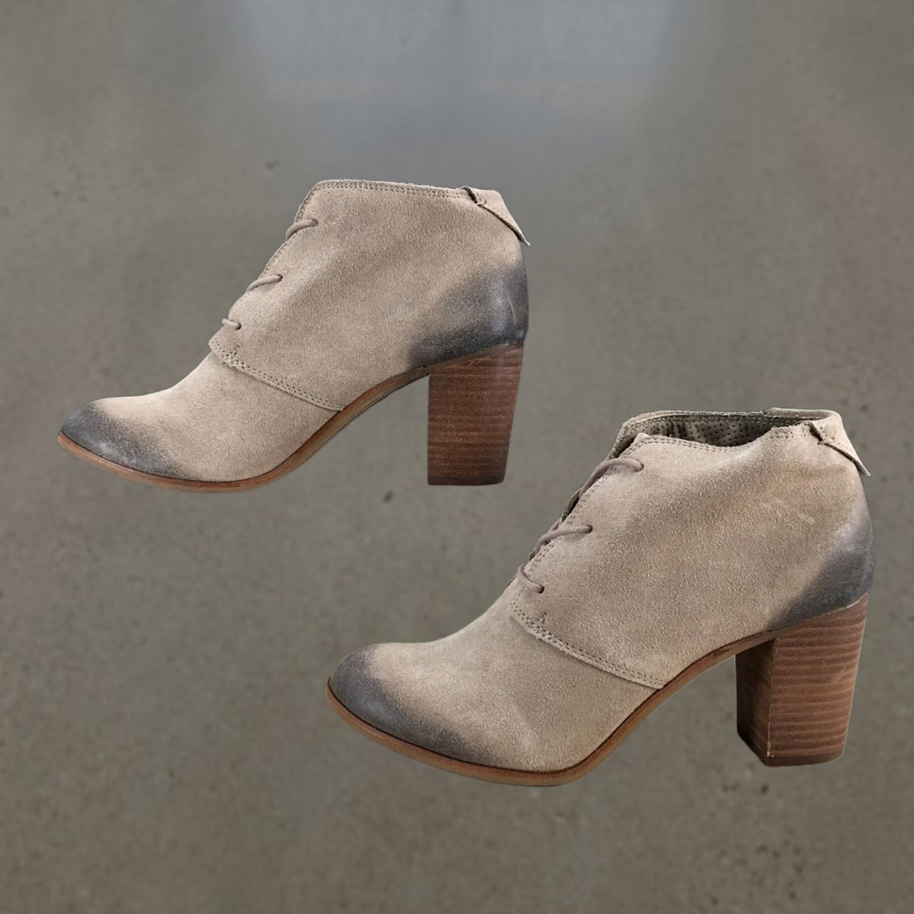 Toms TOMS Boots Womens 9.5 Ankle Bootie Beige Almond Toe Lace Up Block Heel Casual Shoes Size US 10 / IT 40 - 1 Thumbnail