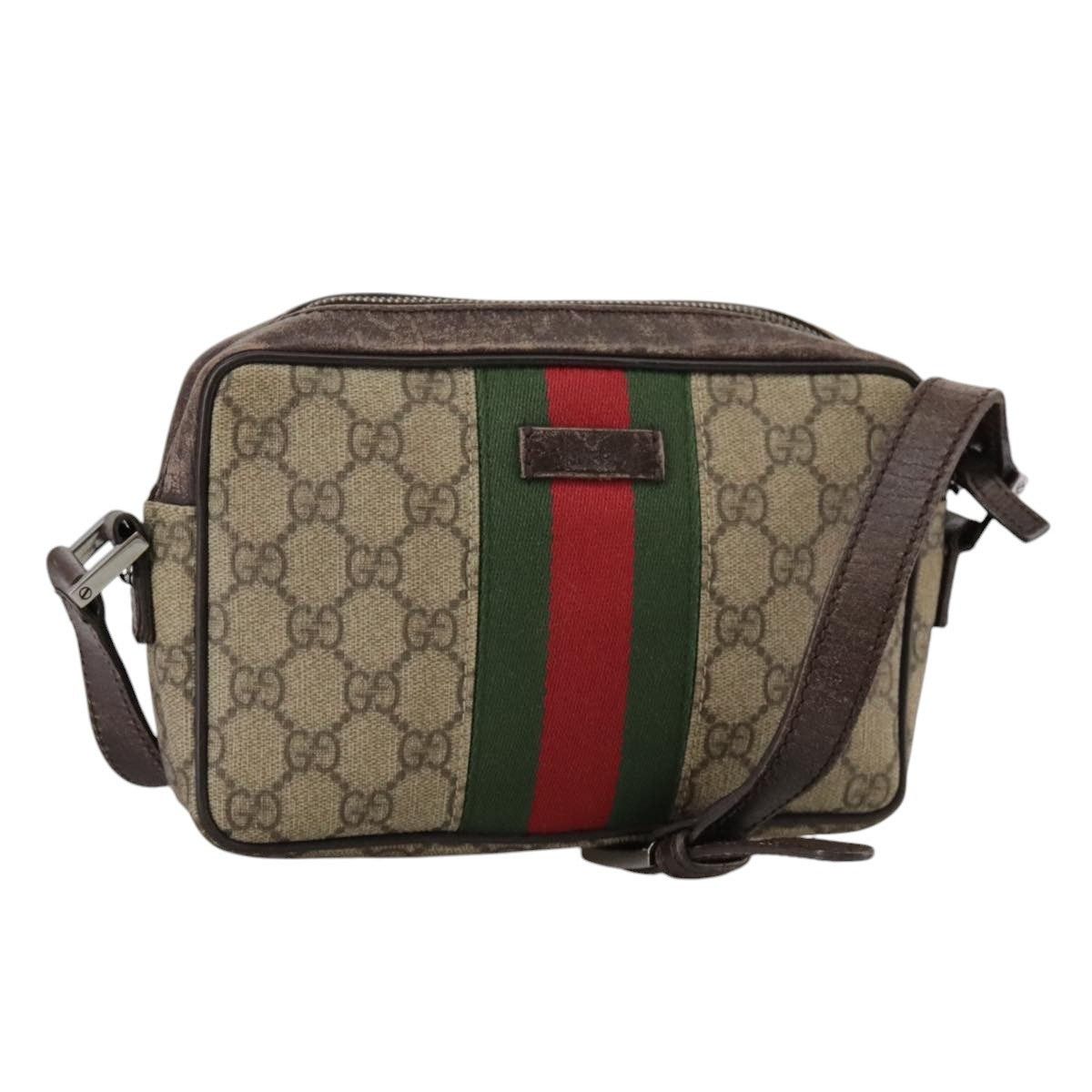 Gucci GUCCI GG Supreme Web Sherry Line Shoulder Bag Beige Silver Size ONE SIZE - 1 Thumbnail