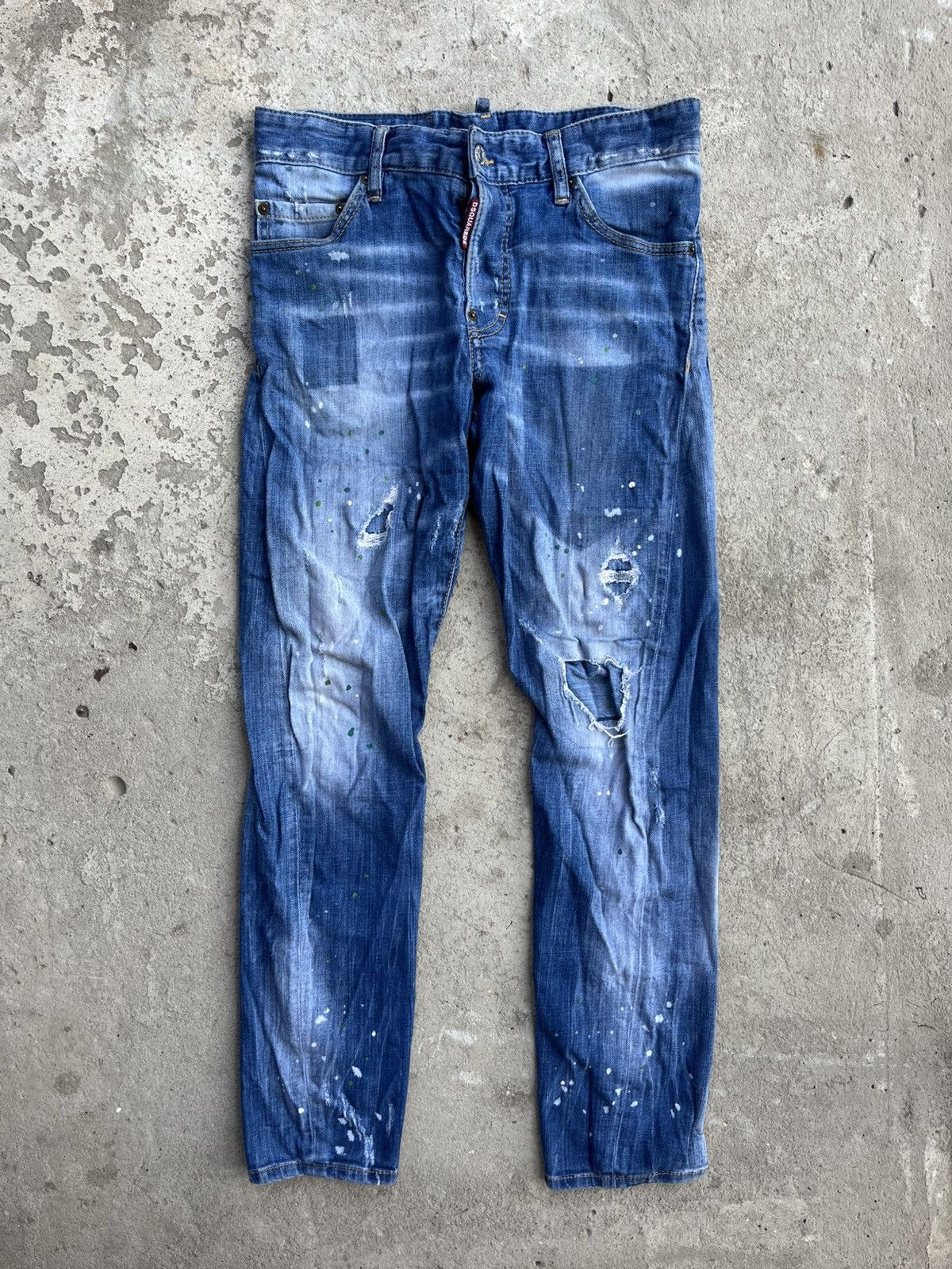 Dsquared2 SS18 Dsquared2 Painted Distressed Slim Fit Jeans Size US 29 - 1 Thumbnail