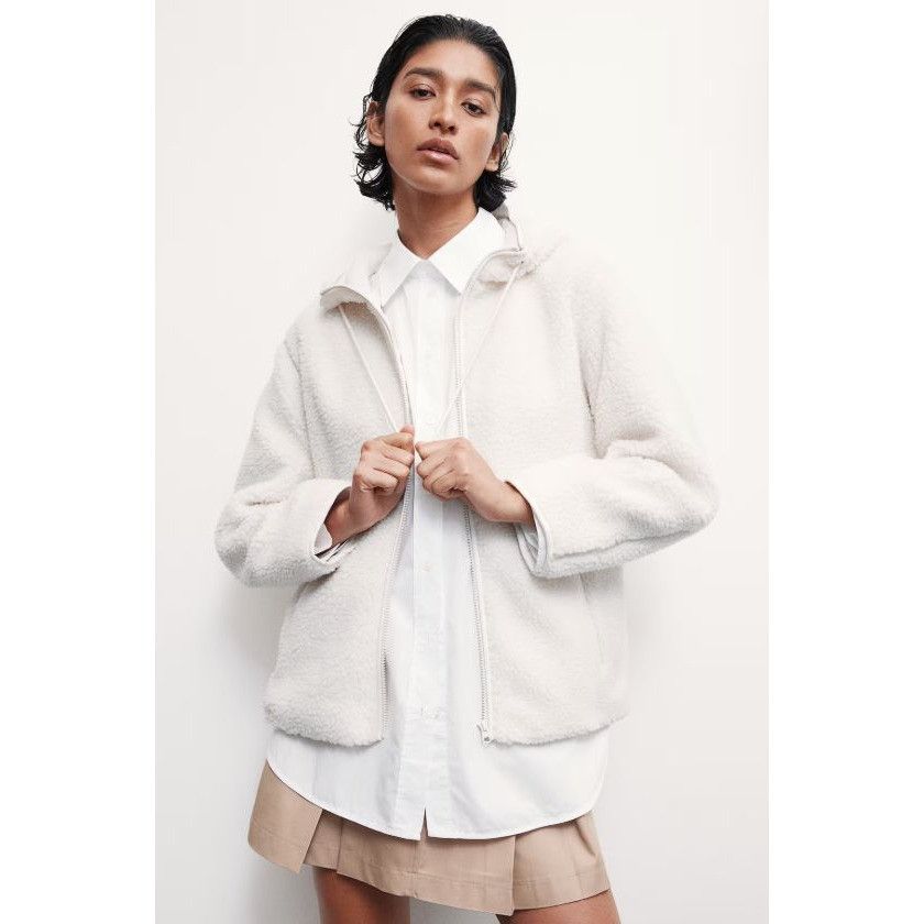 H&M H&M White Teddy Fleece Hoodie Jacket Size S / US 4 / IT 40 - 1 Thumbnail