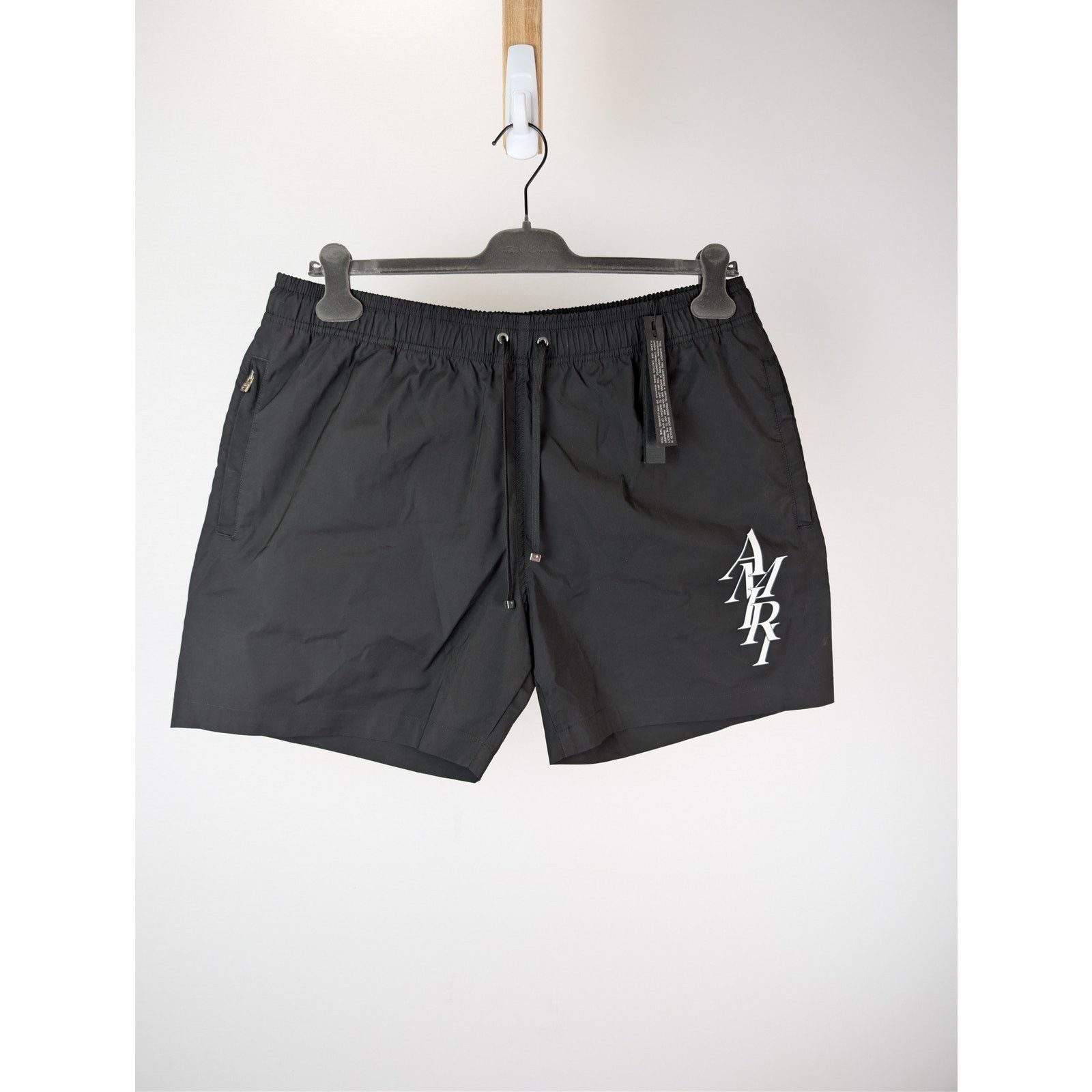 Amiri o1rshd1 Amiri Stack Logo Swim Trunk Shorts in Black Size US 38 / EU 54 - 1 Thumbnail