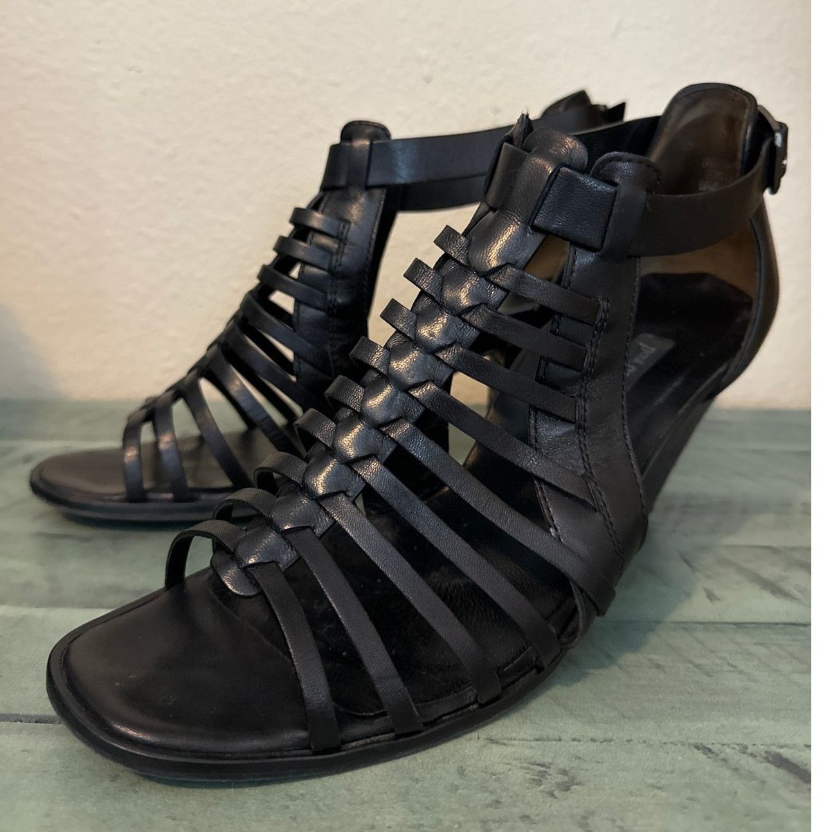 Paul Green Sz 9 Christy Black Leather 3 1/2\