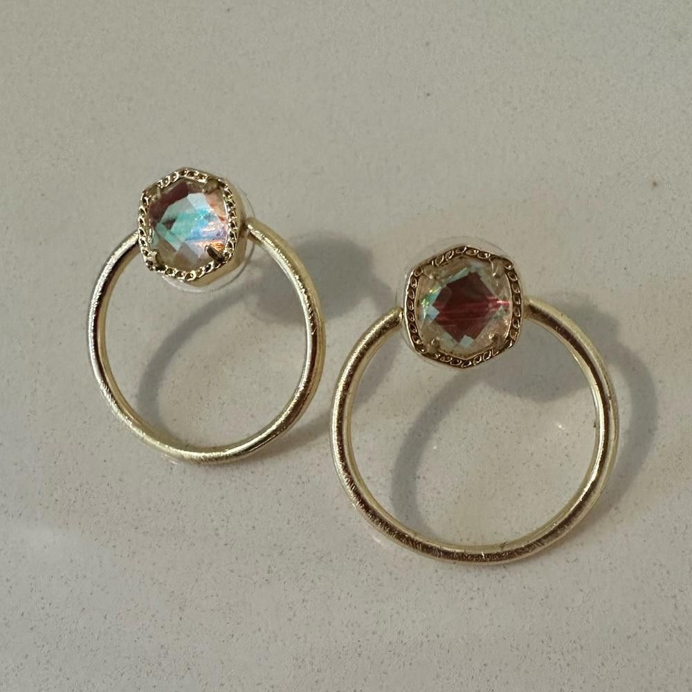 Kendra Scott Kendra Scott Davie Gold Tone Hoop Earrings Dichroic Glass Size ONE SIZE - 3 Thumbnail