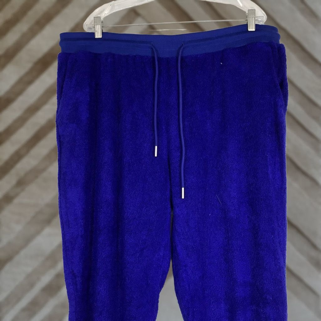 Vintage White Birch Royal Blue Fuzzy Joggers Plus Size 3X Drawstring Elastic Waist Size 40" / US 18 - 1 Thumbnail
