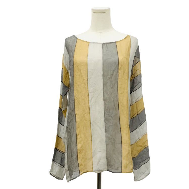 Prada Prada Striped Silk Long Sleeve Blouse Size 42 Size M / US 6-8 / IT 42-44 - 1 Thumbnail