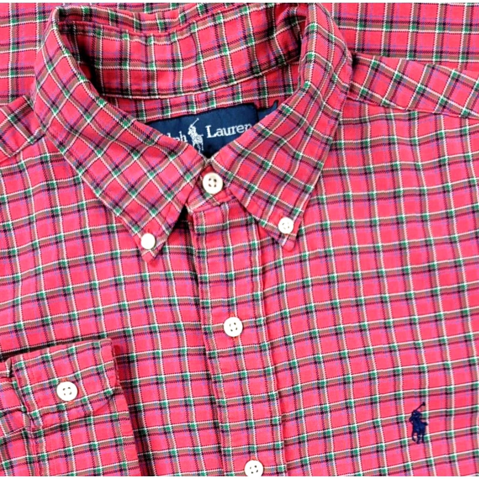 Polo Ralph Lauren Polo Ralph Lauren Colorful Red Plaid Brushed Cotton Button Up Shirt Mens M Size US M / EU 48-50 / 2 - 2 Thumbnail
