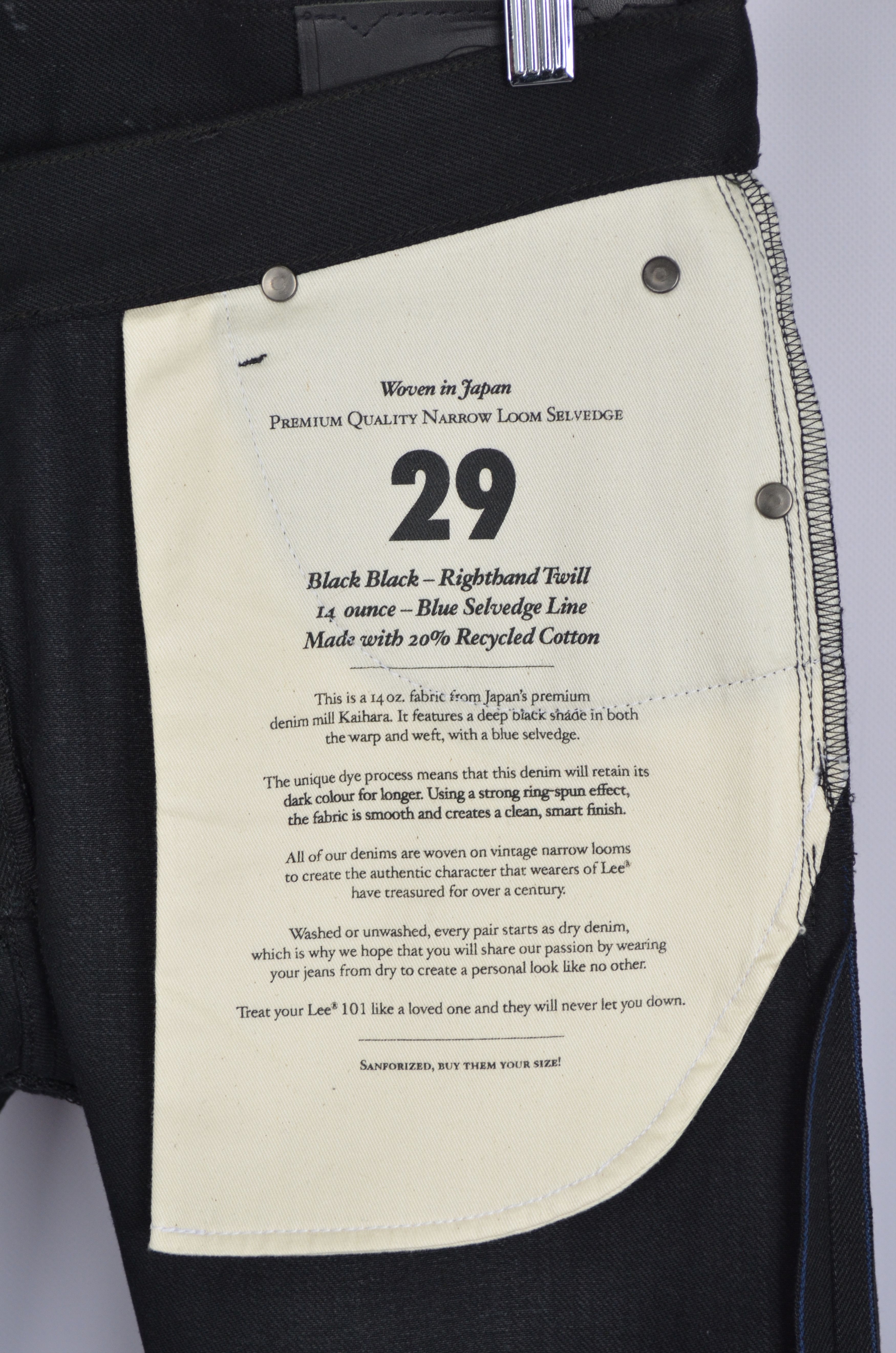 Designer × Japanese Brand × Lee Lee 101 101S Jeans Dry Selvedge Black 14oz Size W32 L32 Size US 32 / EU 48 - 14 Thumbnail