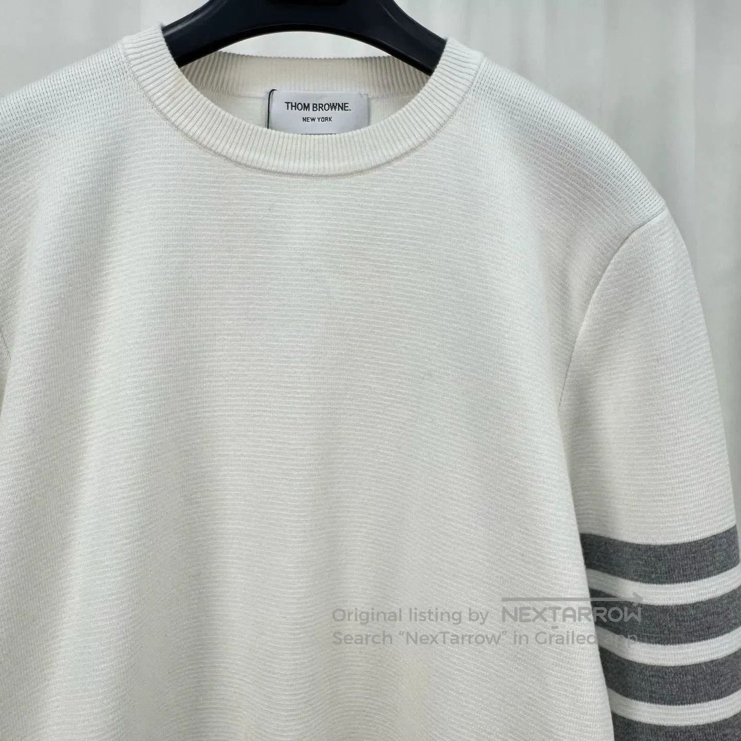 Thom Browne thom browne gray white waffle knit sweatshirt. Size US S / EU 44-46 / 1 - 3 Thumbnail