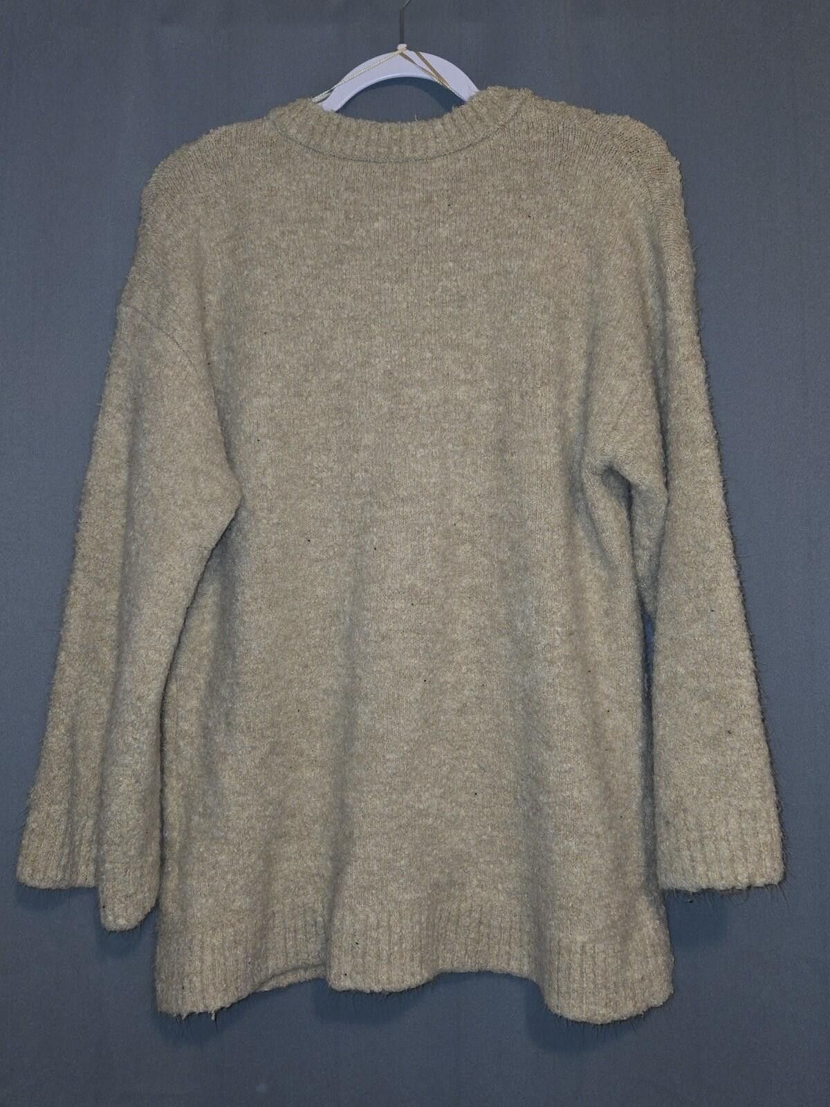 Zara Zara Womens Oatmeal Beige Textured Knit Bell Sleeve Sweater Size S / US 4 / IT 40 - 2 Thumbnail