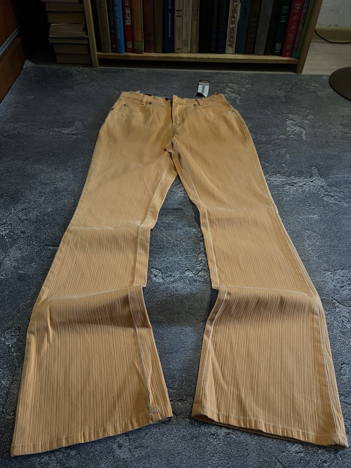 Japanese Brand CRAZY Vintage Number Nine Style Orange Archive Drip Jean 90s Size US 30 / EU 46 - 1 Thumbnail