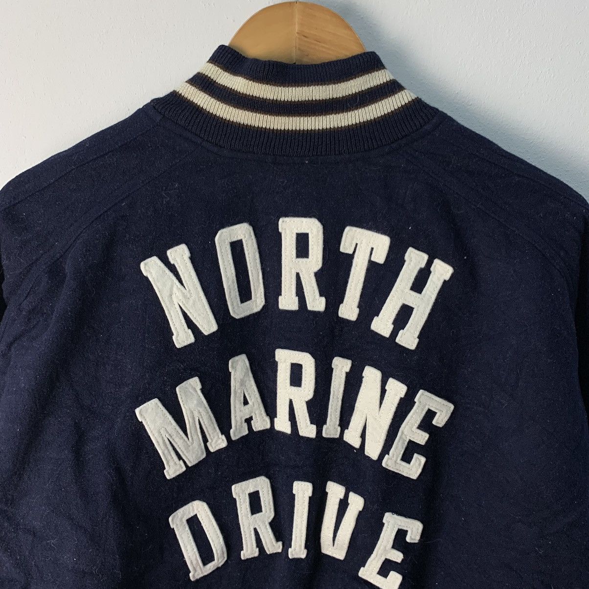 Varsity Jacket Wool Navy North Marine Drive By Ben Watt