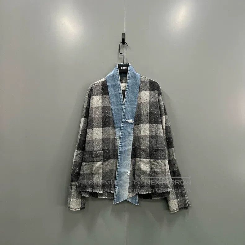 Greg Lauren Greg Lauren Denim Patchwork Plaid Shirt Size US M / EU 48-50 / 2 - 1 Thumbnail