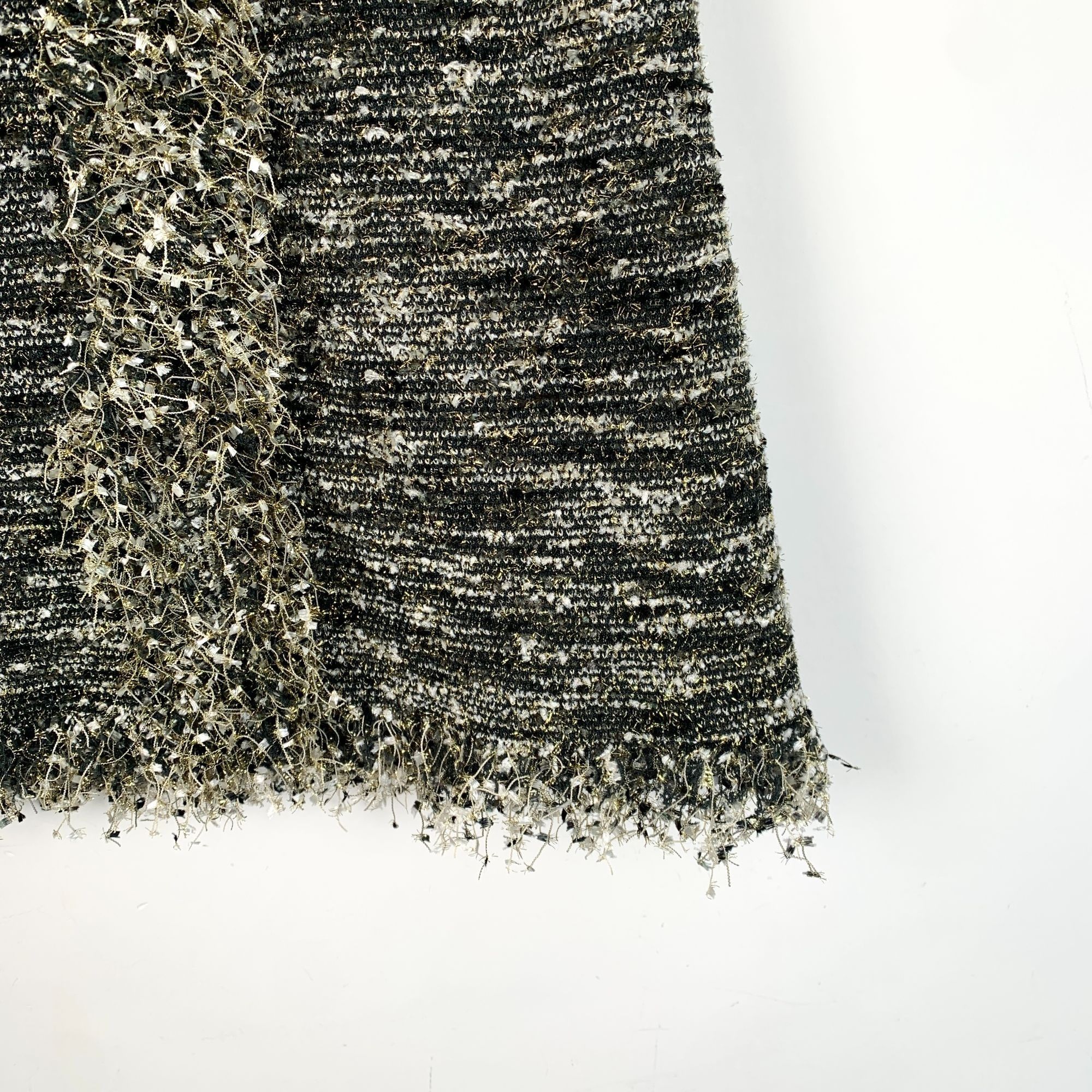 Chanel Chanel Womens Tweed Fringe Gold & Black A-Line Skirt Size 40 Size 40" / US 18 - 5 Thumbnail