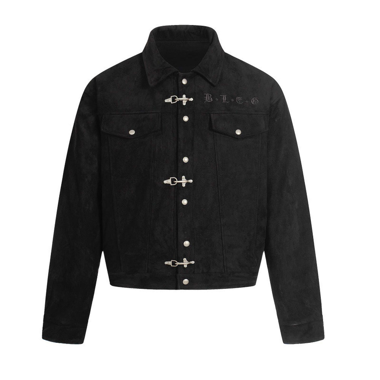Japanese Brand Black Suede Button-Up Jacket, Cropped Fit Jacket Size US M / EU 48-50 / 2 - 1 Thumbnail