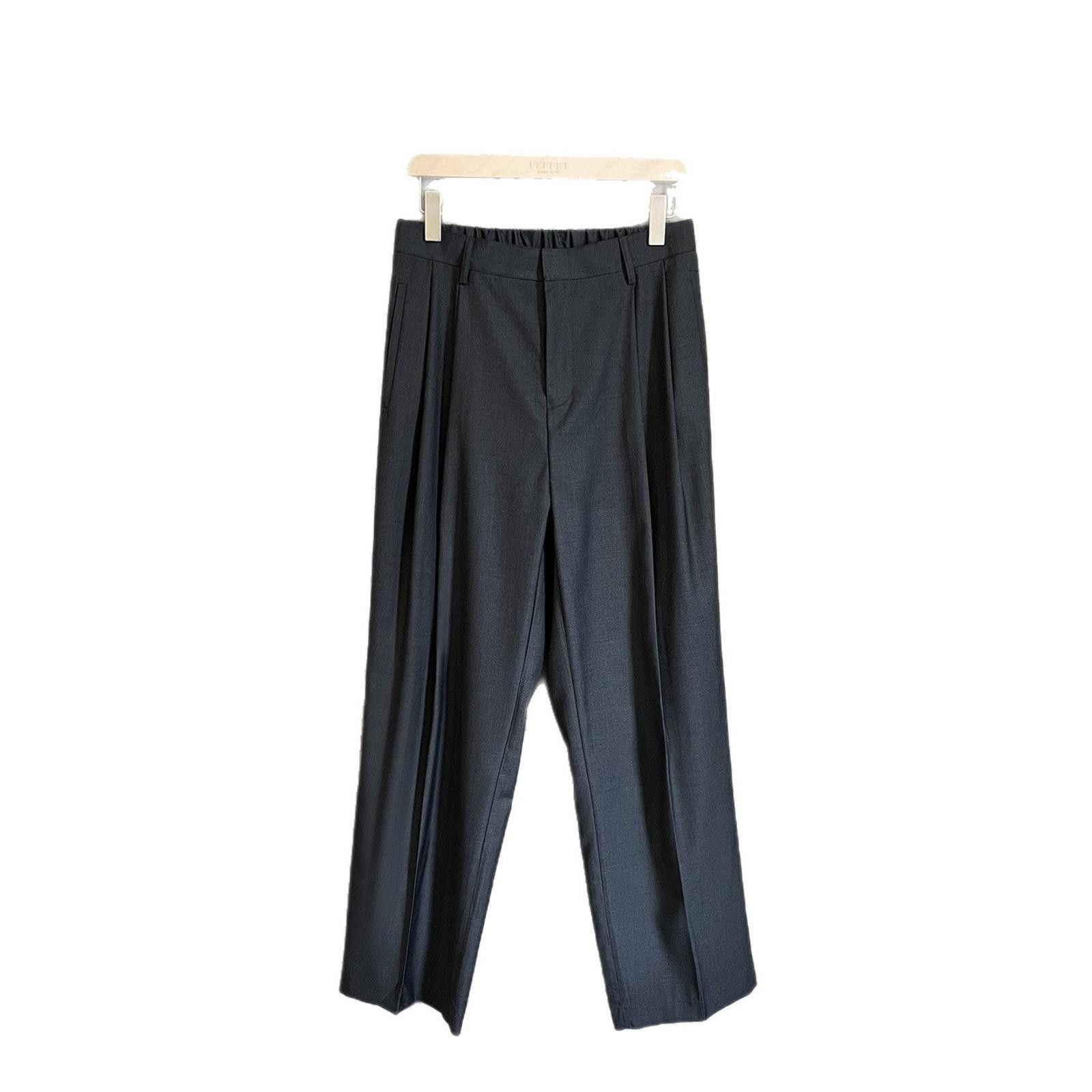 Vintage Charcoal Gray Wide Leg Casual Pants, Loose Fit Trousers Size US 32 / EU 48 - 5 Thumbnail