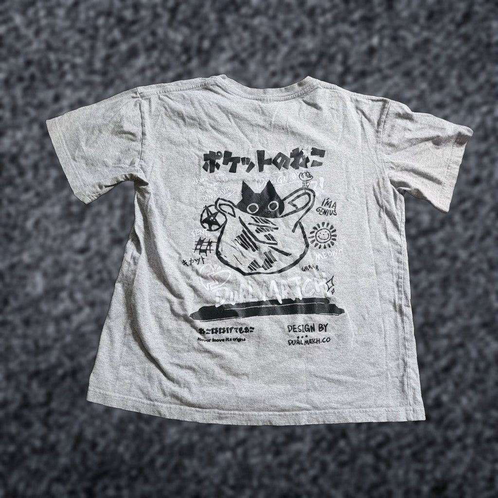 Vintage Dualmatch Mens S T-Shirt Crew Neck Short Sleeve Gray Cat Double Sided Japan Anime Harajuku 90s? Size US S / EU 44-46 / 1 - 1 Thumbnail