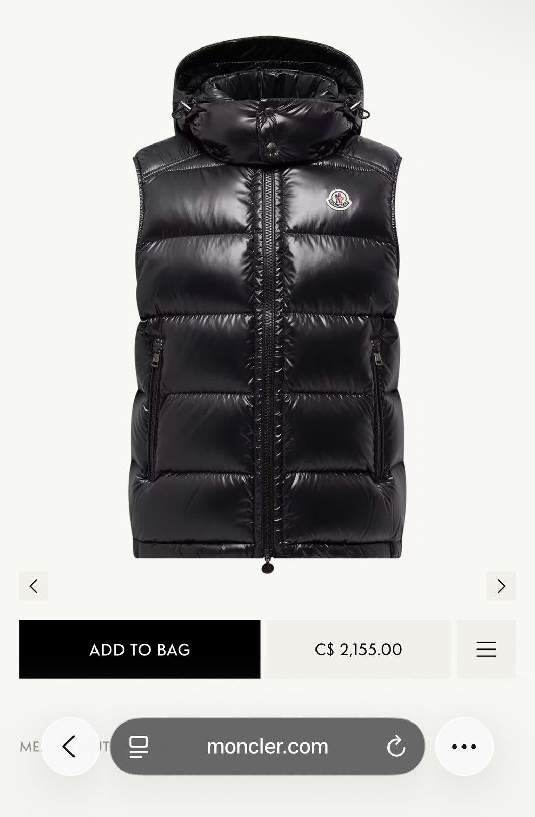 Moncler Moncler Bormes Padded Down Vest (Black) Size US L / EU 52-54 / 3 - 1 Thumbnail