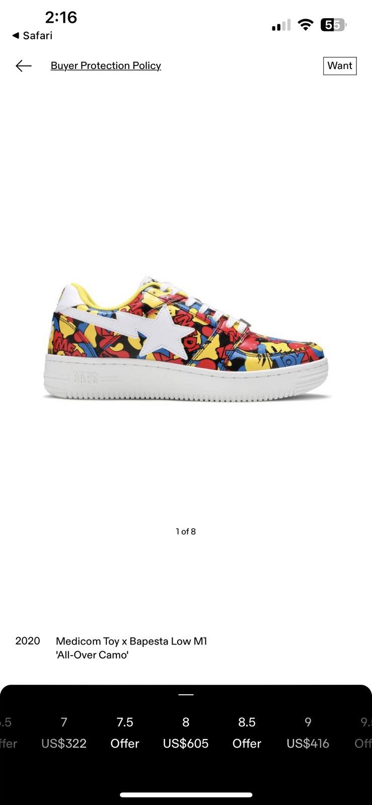 Bape Bapesta X medicomtoy 2020 Size US 8 / EU 41 - 1 Thumbnail