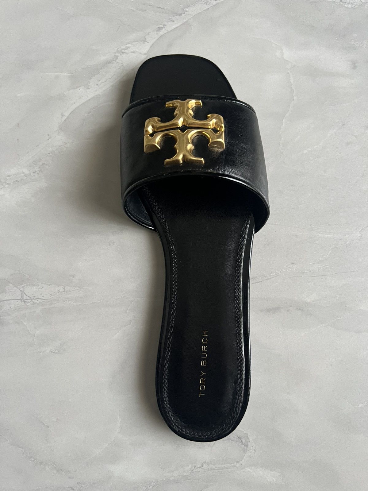 Tory Burch Tory Burch ELEANOR SLIDE Size 9M Women Black Leather Sandal Size US 9 / IT 39 - 5 Thumbnail