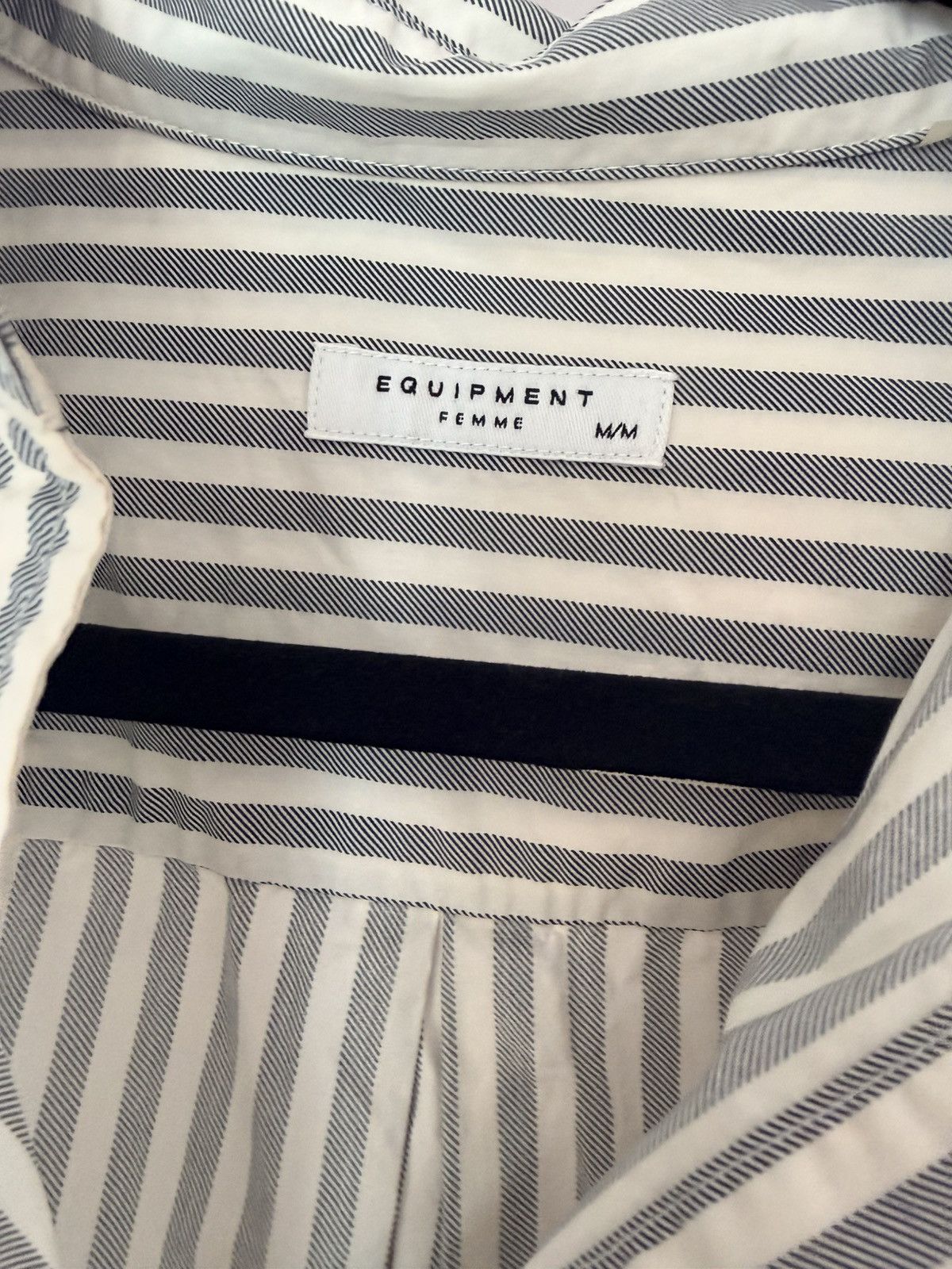 Equipment EQUIPMENT FEMME Striped Shirt Dress Size M Grey White Cotton Size M / US 6-8 / IT 42-44 - 6 Thumbnail