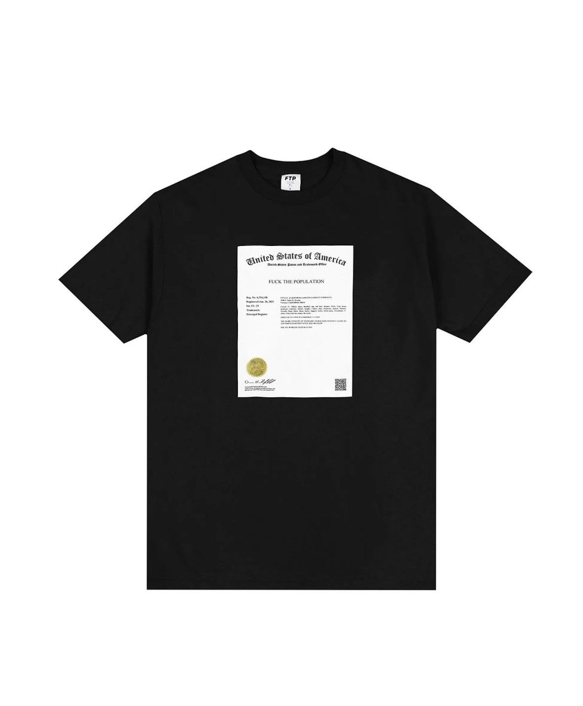 Fuck The Population FTP Trademark Tee Black Sz Large Size US L / EU 52-54 / 3 - 1 Thumbnail