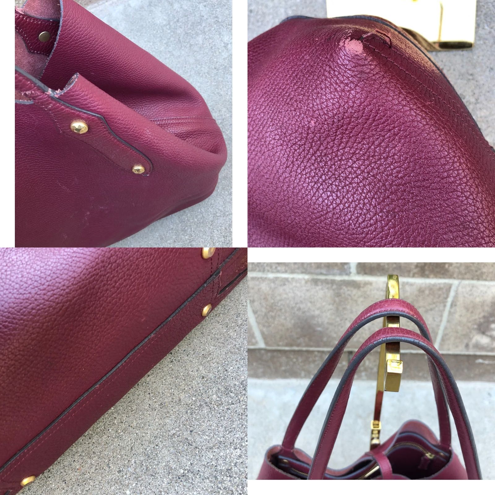 Vintage ANNABEL INGALL Large Isabella Tote Bag Purse Women's Designer Shoulder Burgundy Tote Bag Women 14" W 21" H 4" D Leather N/A Size ONE SIZE - 9 Thumbnail