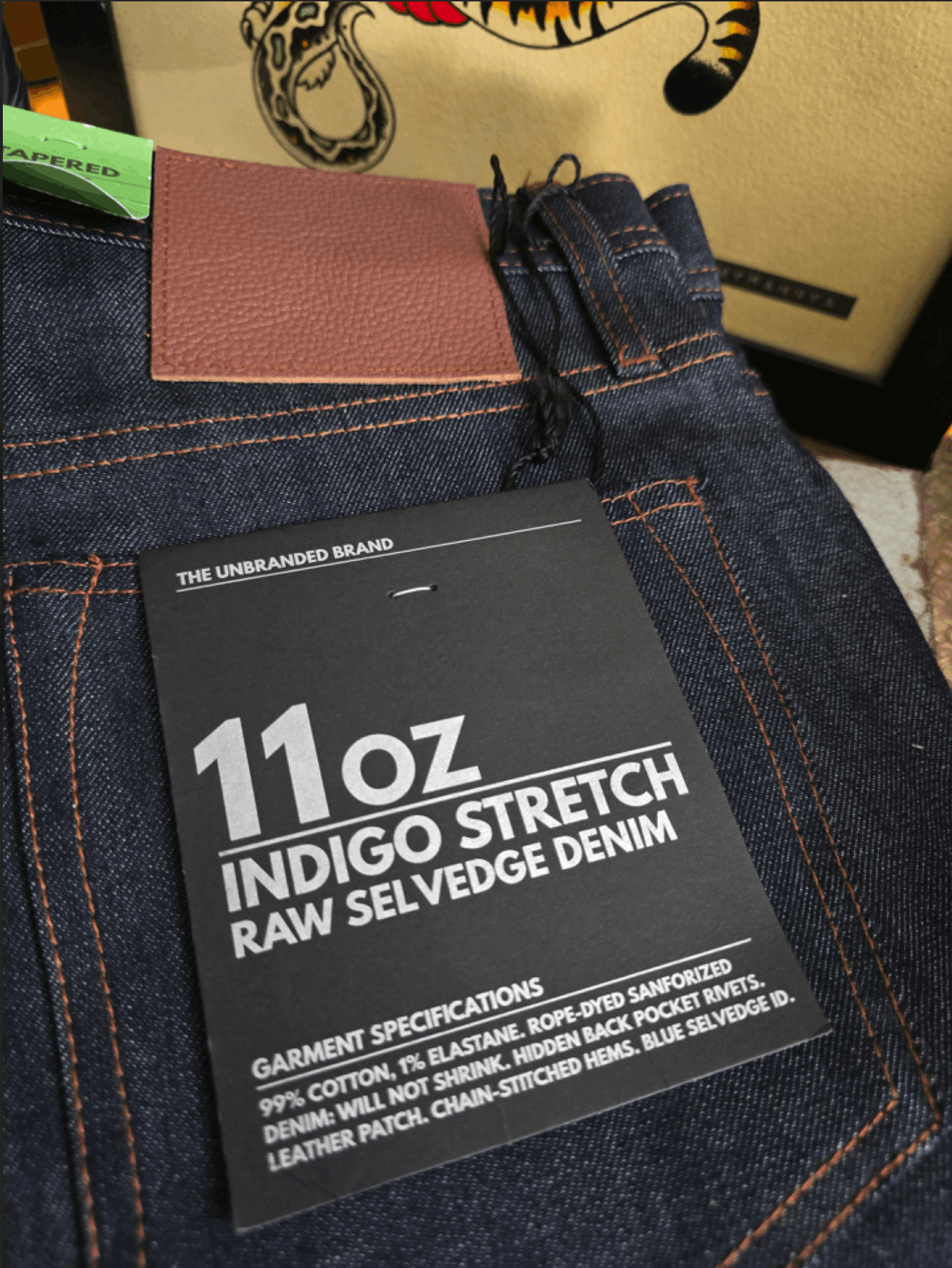 The Unbranded Brand UB222 Tapered Fit 11oz Indigo Stretch Selvedge Size US 32 / EU 48 - 2 Thumbnail