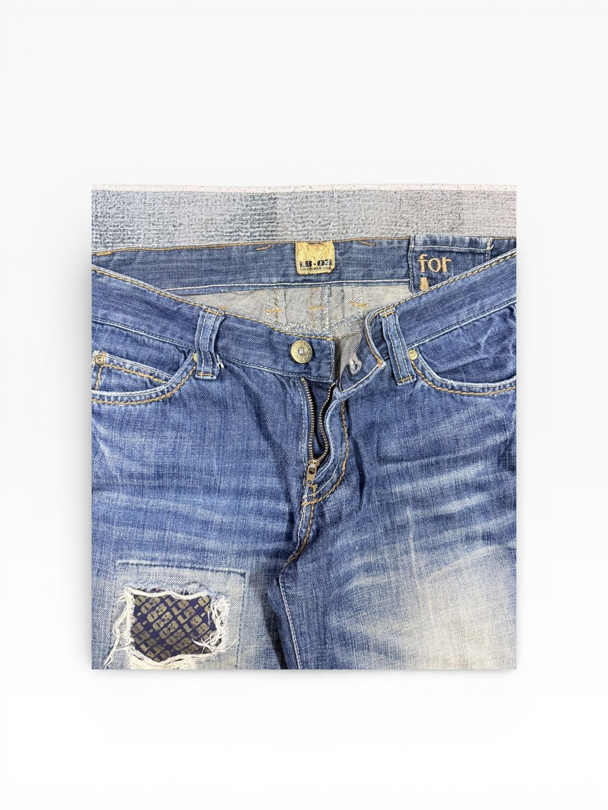 Le Grande Bleu (L.G.B.) LB-03 Flare Patchwork Drawsting Denim Pants Size US 31 - 9 Thumbnail