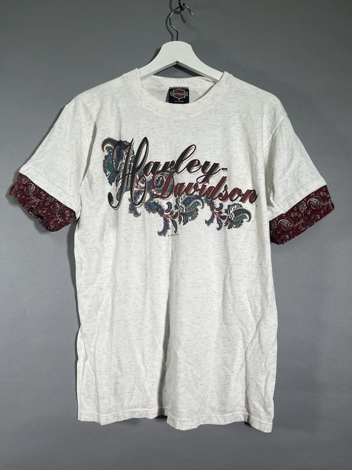 Harley Davidson 1990’s Vintage Harley Davidson White Paisley Tee Size US S / EU 44-46 / 1 - 1 Thumbnail