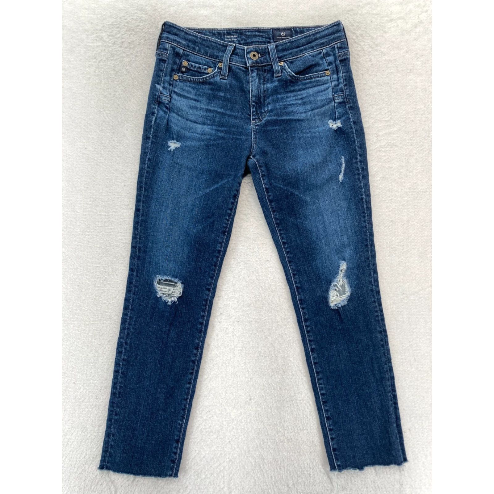 Denime AG Adriano Goldschmied The Beau Women's 24 Slouchy Skinny Blue Denim Distressed Jeans Size ONE SIZE - 2 Thumbnail