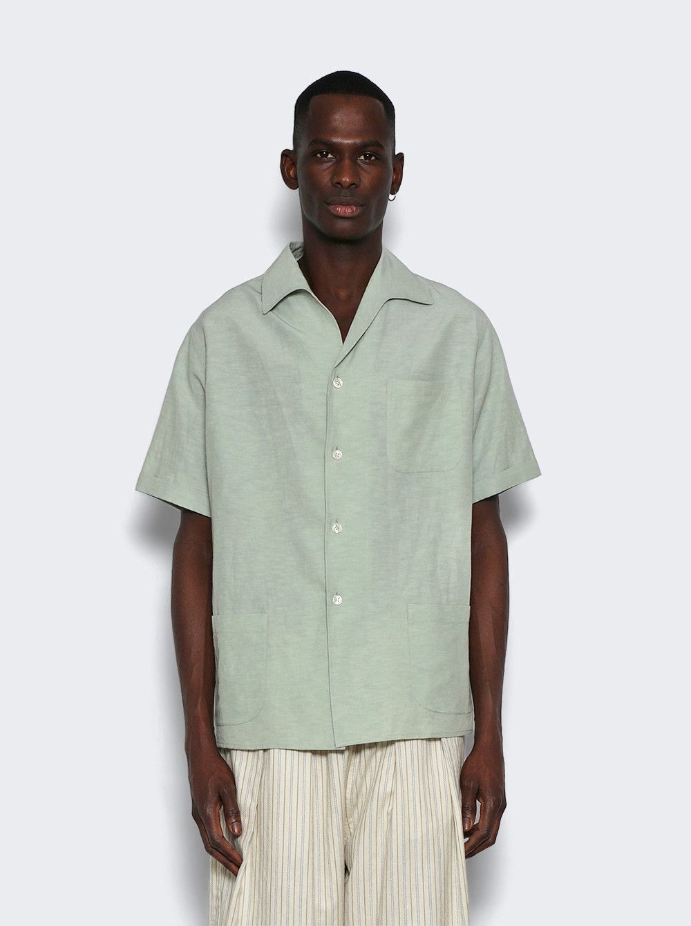 Maison Margiela o1mle0326 Short Sleeve Button Shirt in Green Size US S / EU 44-46 / 1 - 2 Thumbnail