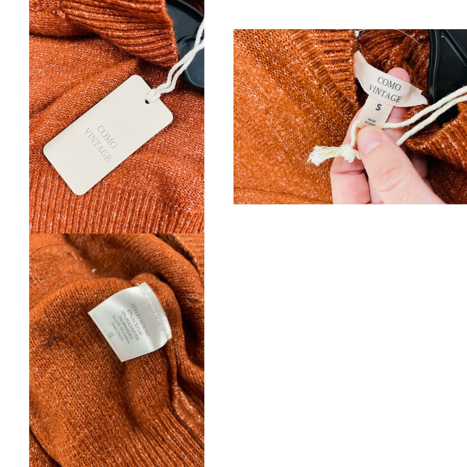 Rusty Como Vintage Sweater Womens Size S Rust Orange Brown Pullover Knit Mock Neck NWD Size S / US 4 / IT 40 - 8 Thumbnail