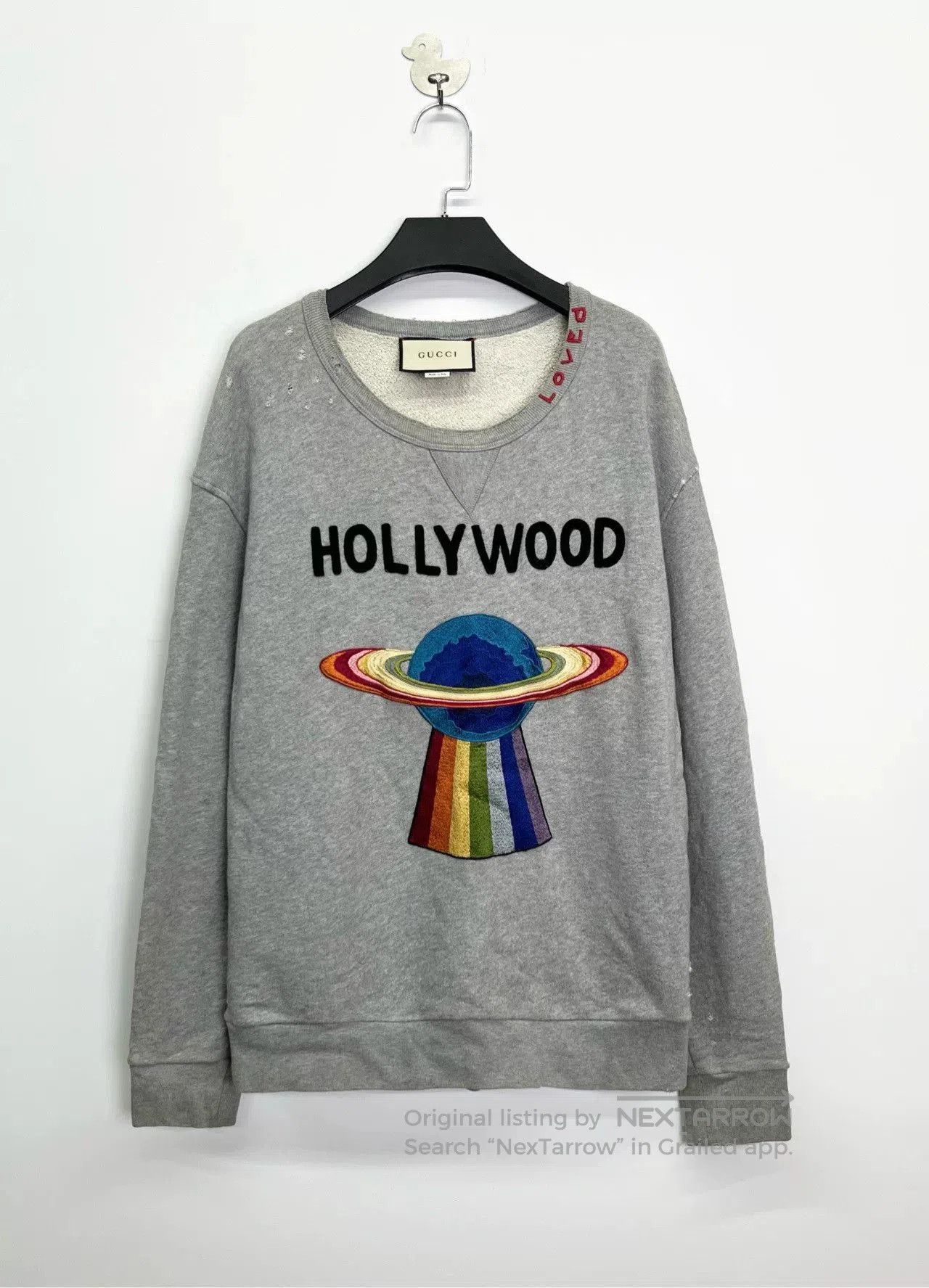 Gucci gucci embroidered logo gray sweatshirt with distressing. Size US S / EU 44-46 / 1 - 1 Thumbnail