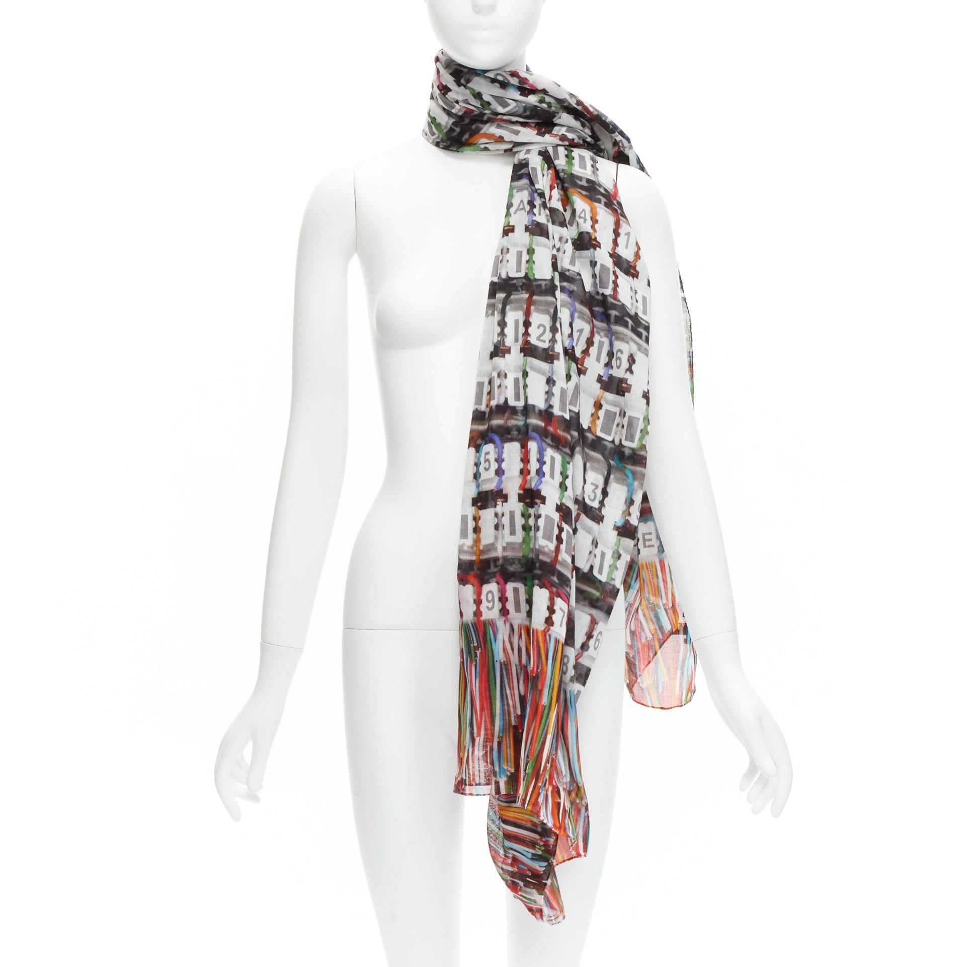 Chanel CHANEL multicolor 100% cotton CC logo data centre number print scarf Size ONE SIZE - 1 Thumbnail